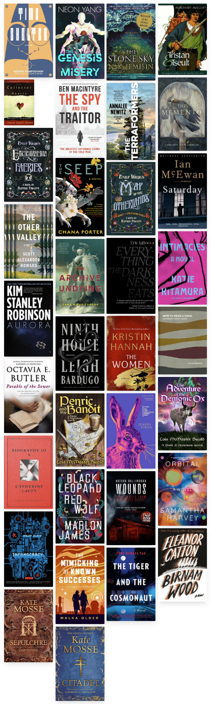 Collage of book covers for the 34 books I read in 2025
